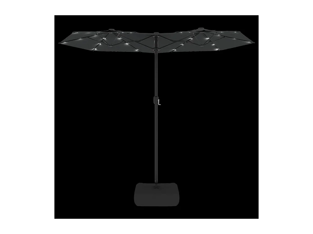 Dubbelkoppige parasol met antraciet LED 316x240 cm