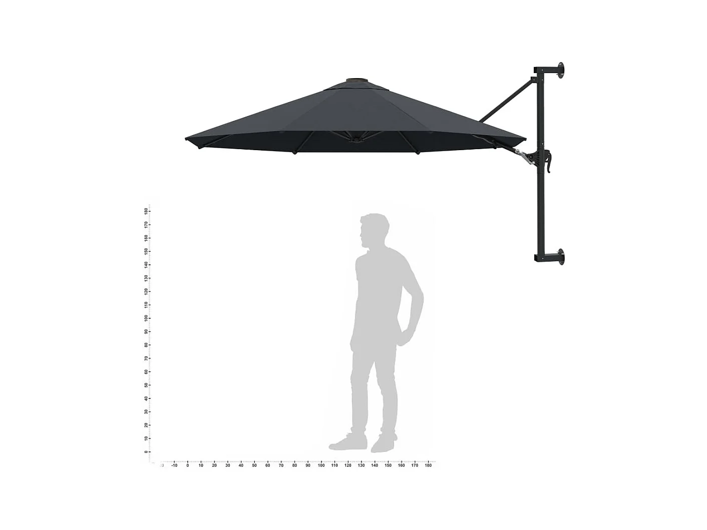 Wandparasol met metalen paal 300 cm Antraciet