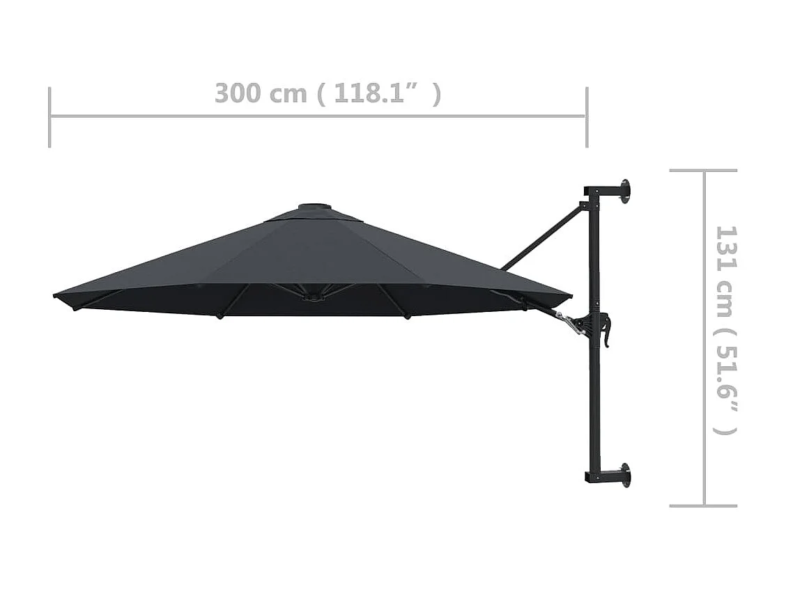 Wandparasol met metalen paal 300 cm Antraciet