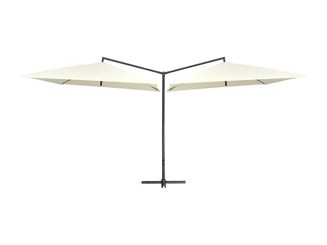 Ombrellone doppio con palo in acciaio 250 x 250 cm Bianco sabbia