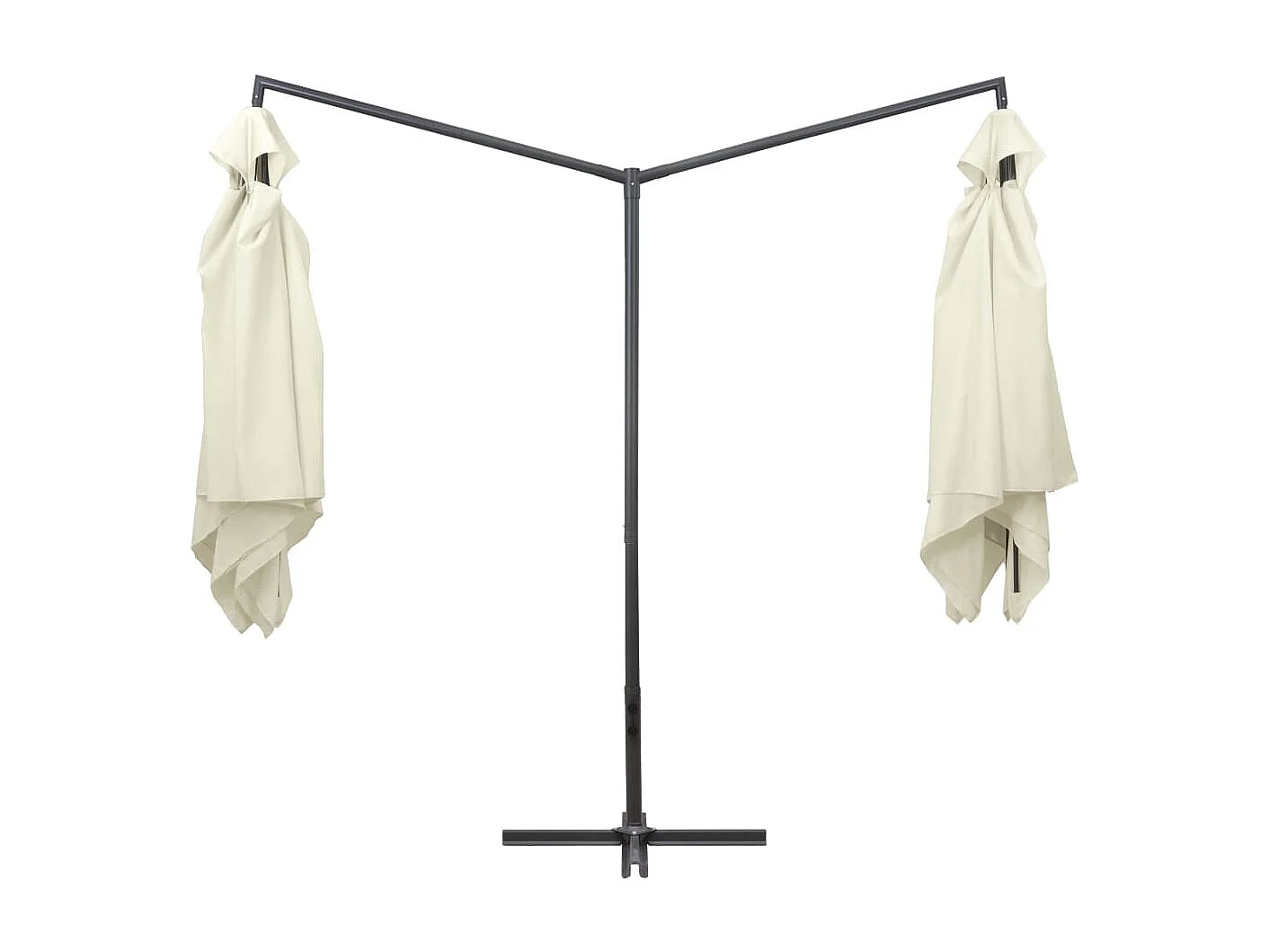 Ombrellone doppio con palo in acciaio 250 x 250 cm Bianco sabbia