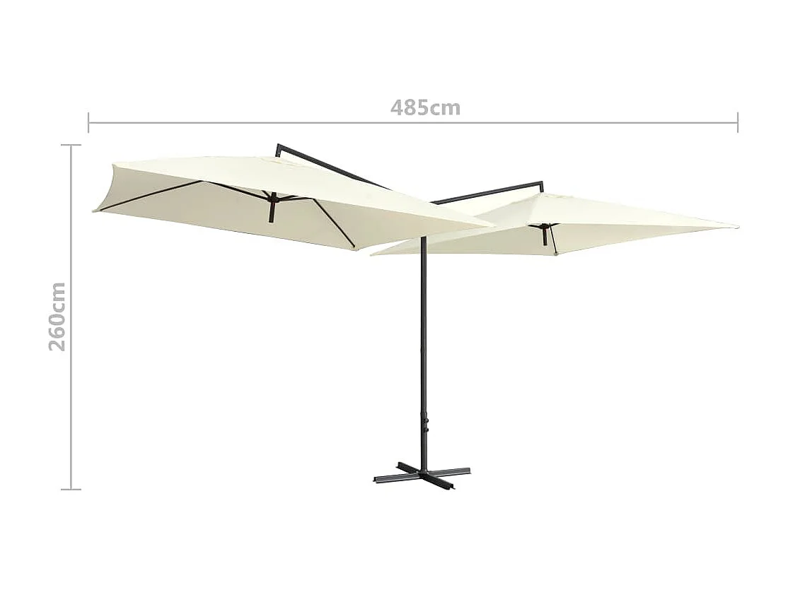 Ombrellone doppio con palo in acciaio 250 x 250 cm Bianco sabbia