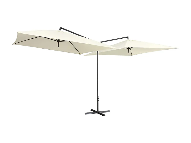 Ombrellone doppio con palo in acciaio 250 x 250 cm Bianco sabbia
