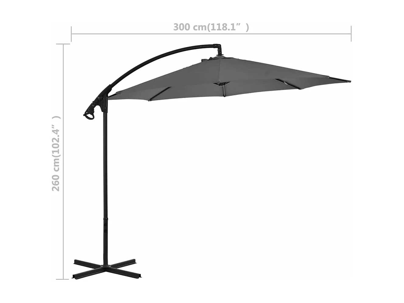 Parasol en porte-à-feux avec poteau Acier 300 cm Anthracite