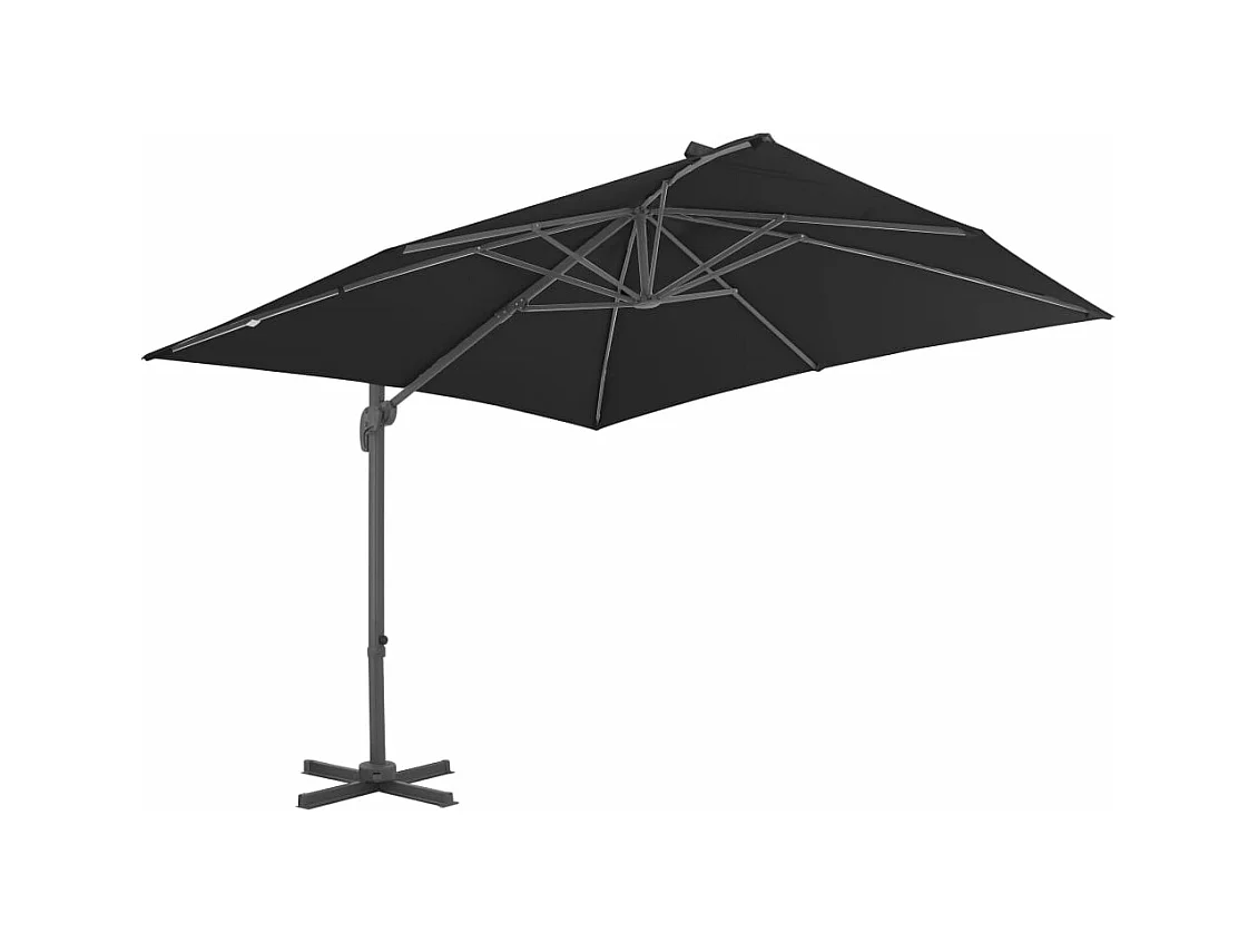 Ombrellone decentrato con palo in alluminio 3x3 m nero