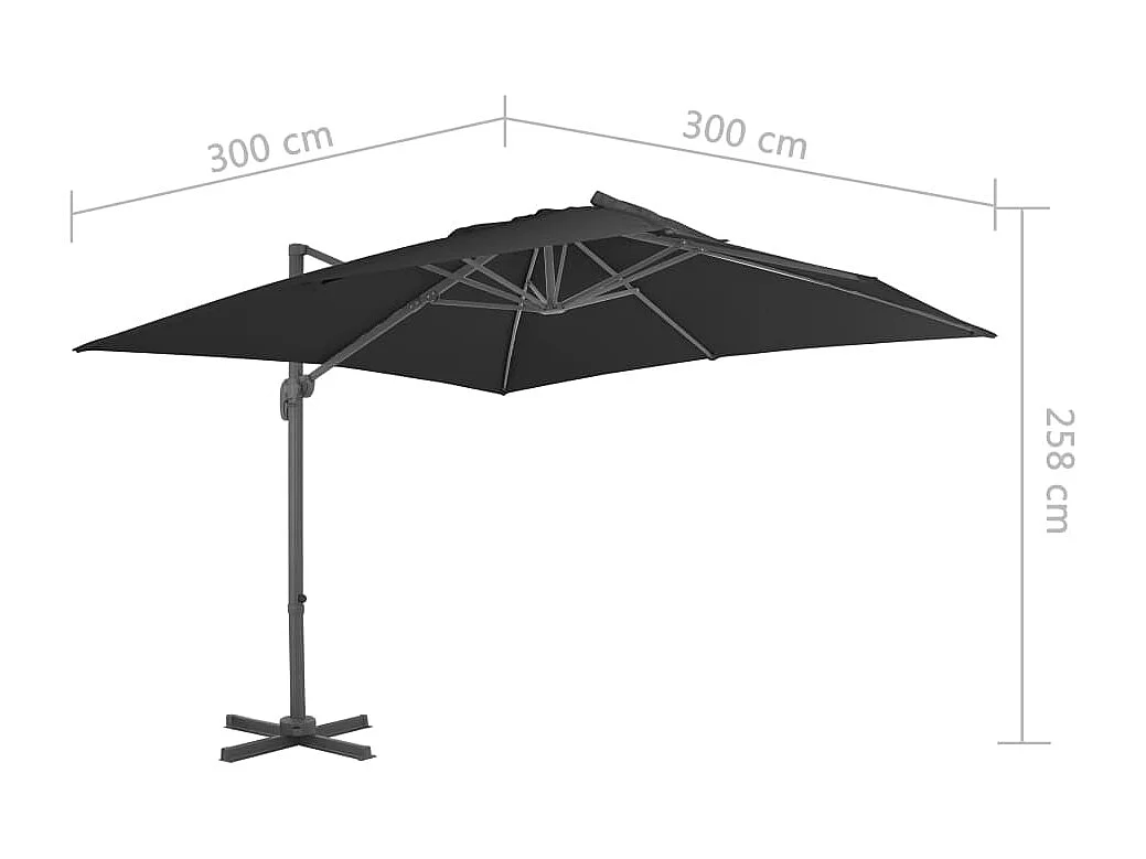 Offset-Sonnenschirm mit Aluminiummast 3x3 m schwarz