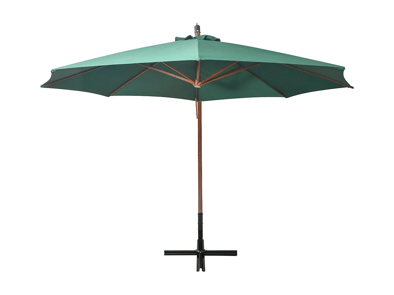 Ombrellone 350 cm Palo in legno Verde