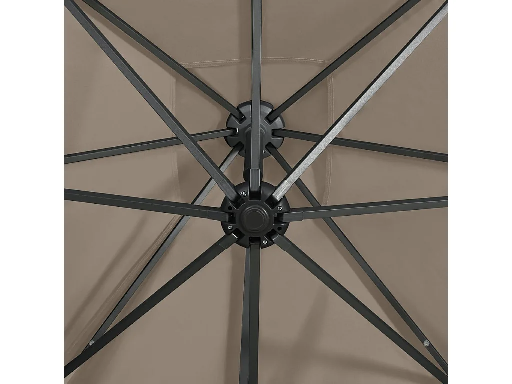 Offset-Sonnenschirm mit Mast und LED-Leuchten Taupe 250 cm