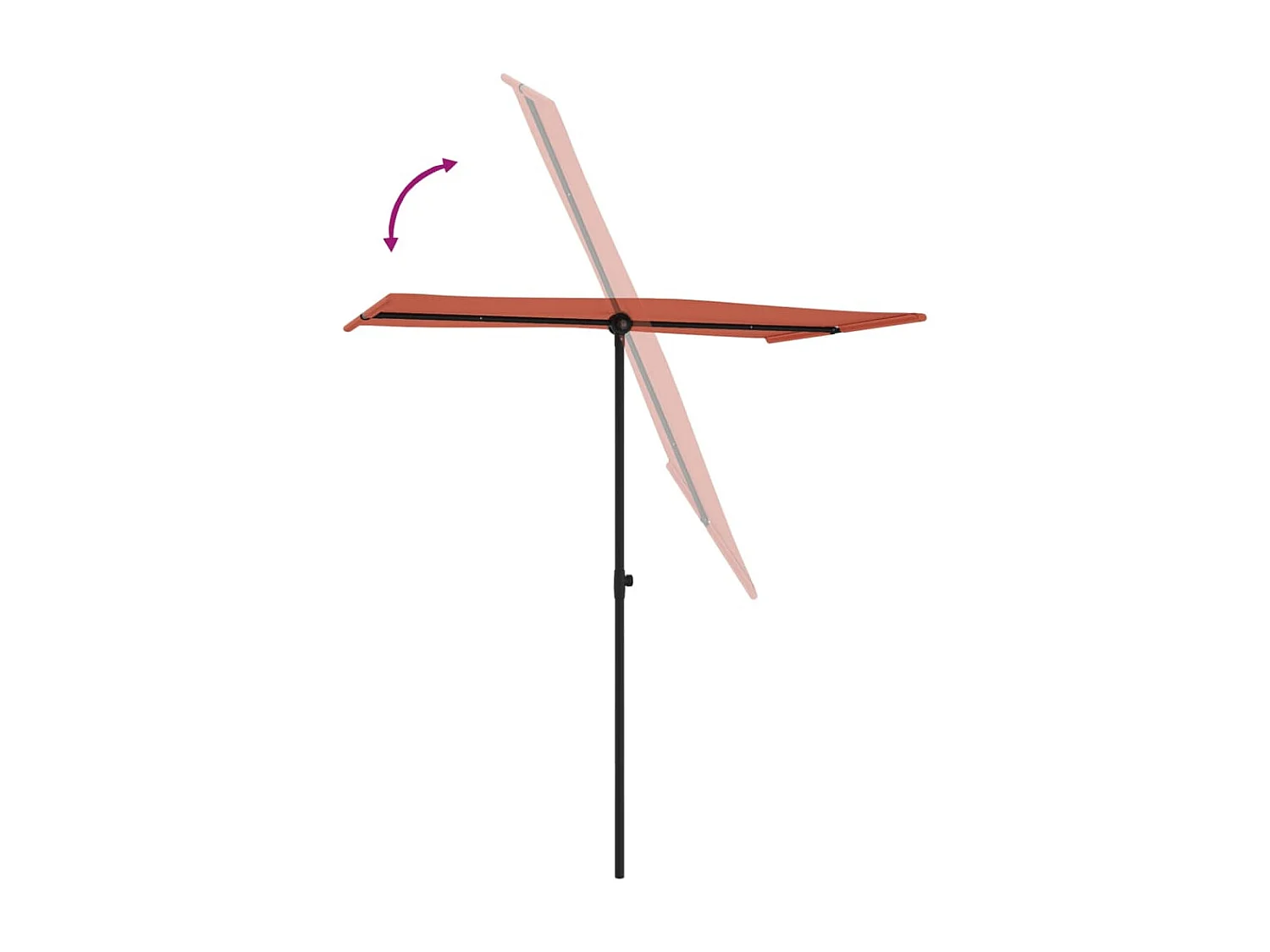 Parasol d'extérieur avec mât en aluminium 180x110cm Terre cuite