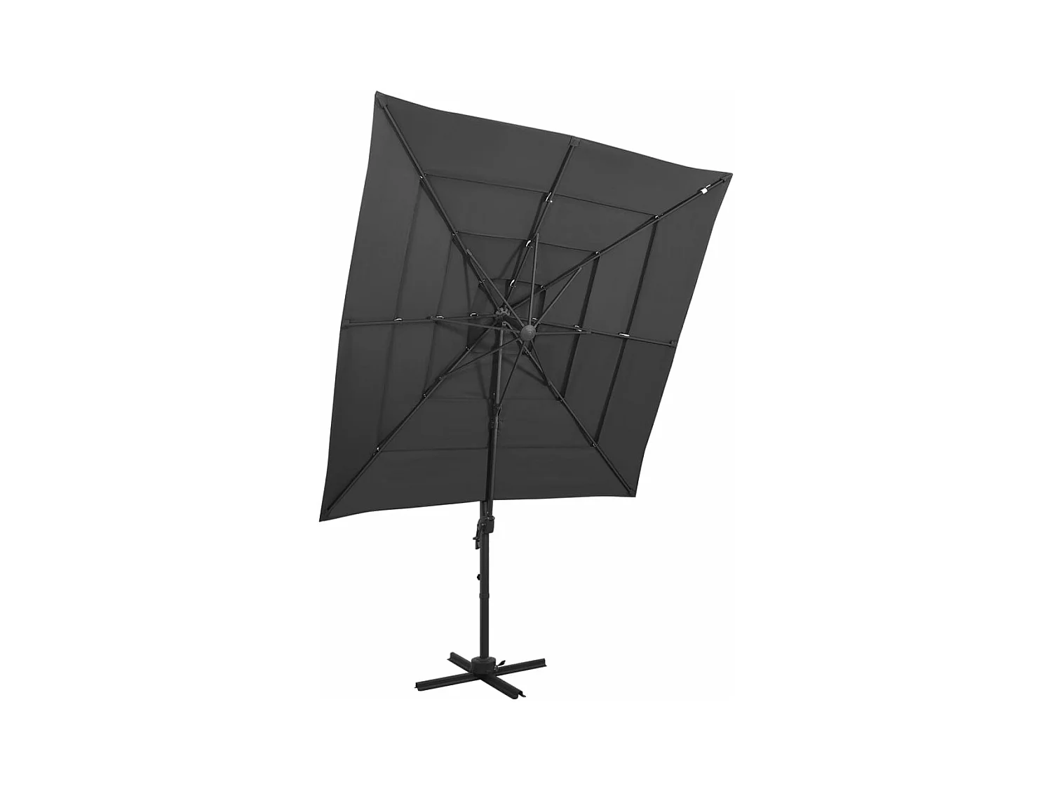 Ombrellone a 4 livelli con palo in alluminio Antracite 250x250 cm