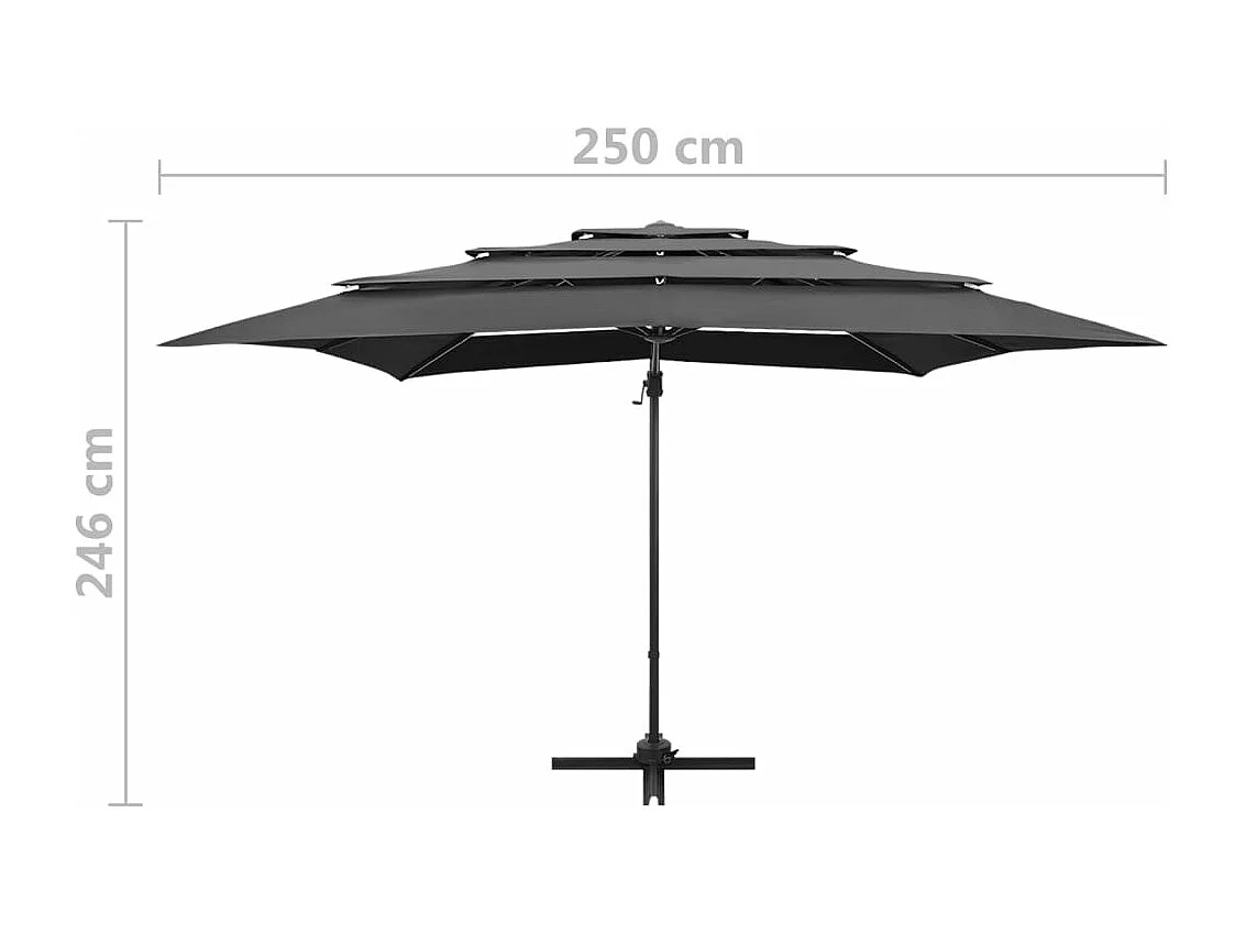 4-laags parasol met aluminium paal Antraciet 250x250 cm