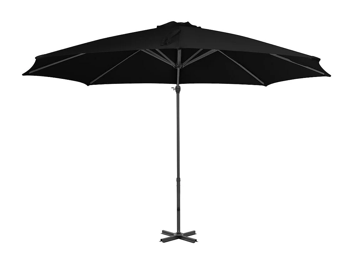 Parasol déporté avec mât en aluminium Noir 300 cm