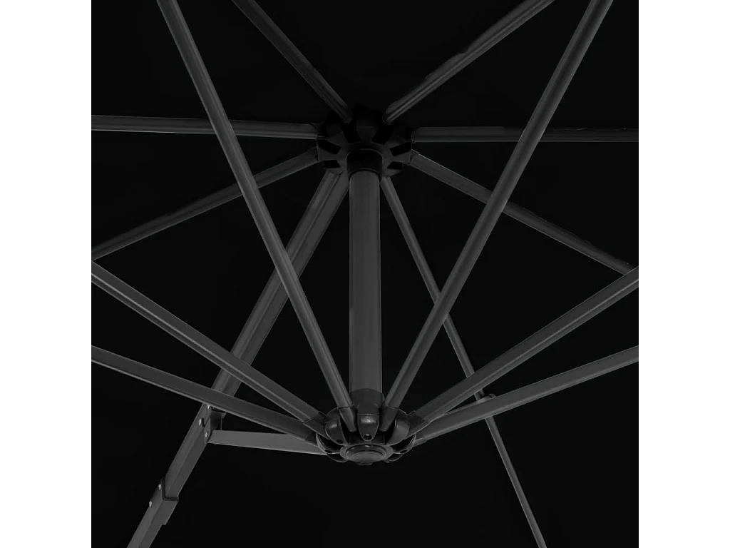 Parasol déporté avec mât en aluminium Noir 300 cm