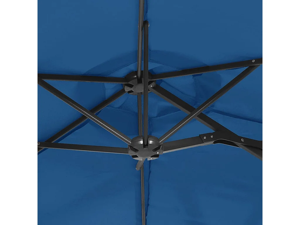 Guarda-sol duplo com LED azul celeste 316x240 cm