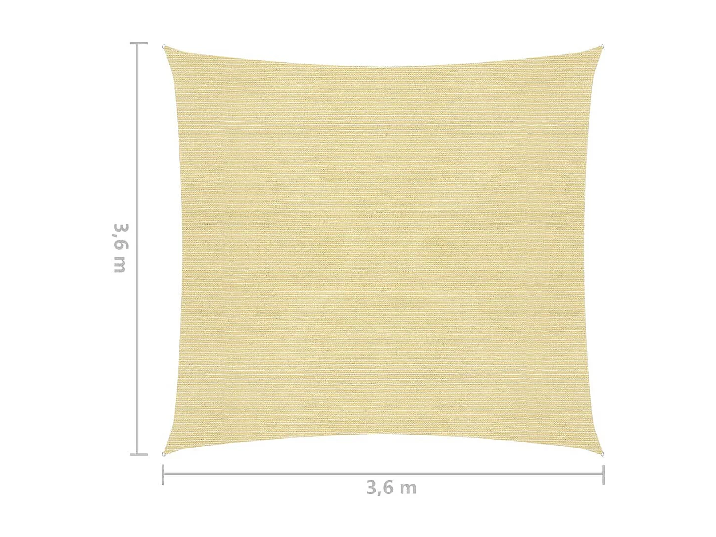 Parasol en PEHD carré 3,6 x 3,6 m Beige