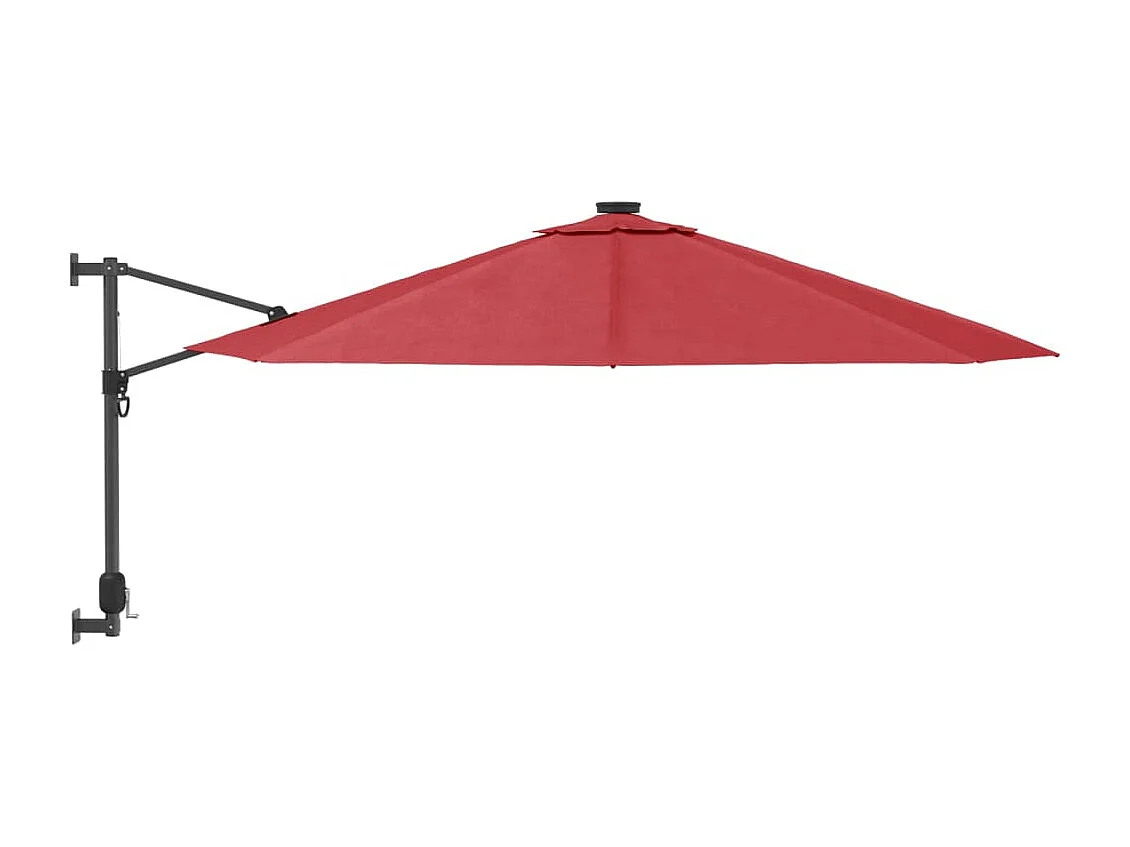 Parasol mural avec LED rouge vif 290 cm