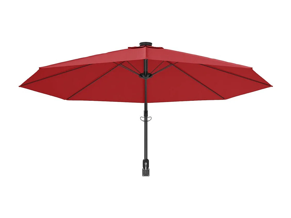 Parasol mural avec LED rouge vif 290 cm