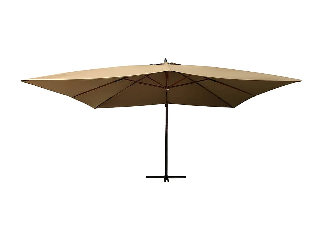 Zweefparasol met houten paal 400x300 cm Taupe