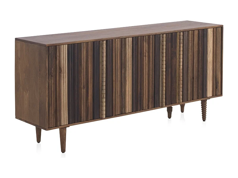 Anrichte mit 3 mehrfarbigen Türen aus massivem Akazienholz