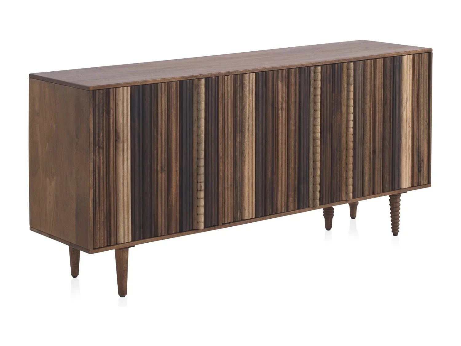 Aparador con 3 puertas multicolor de madera maciza de acacia