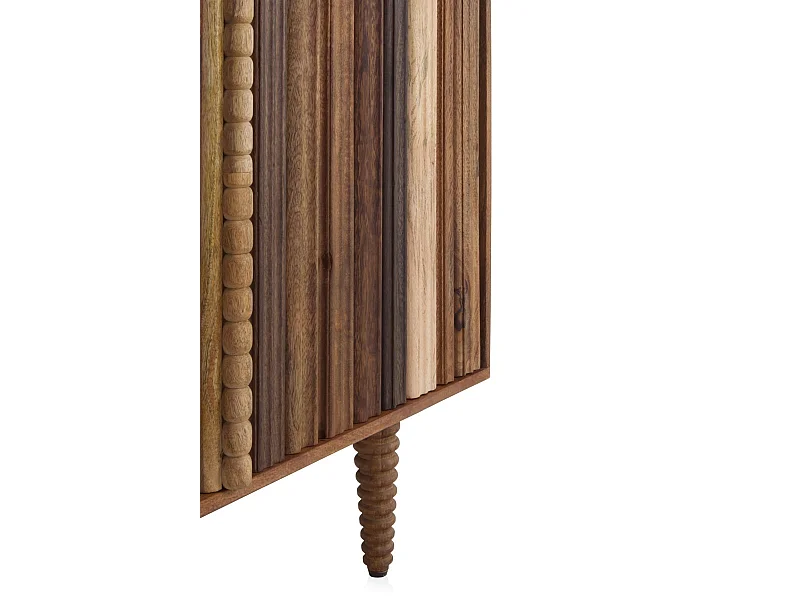 Aparador con 3 puertas multicolor de madera maciza de acacia