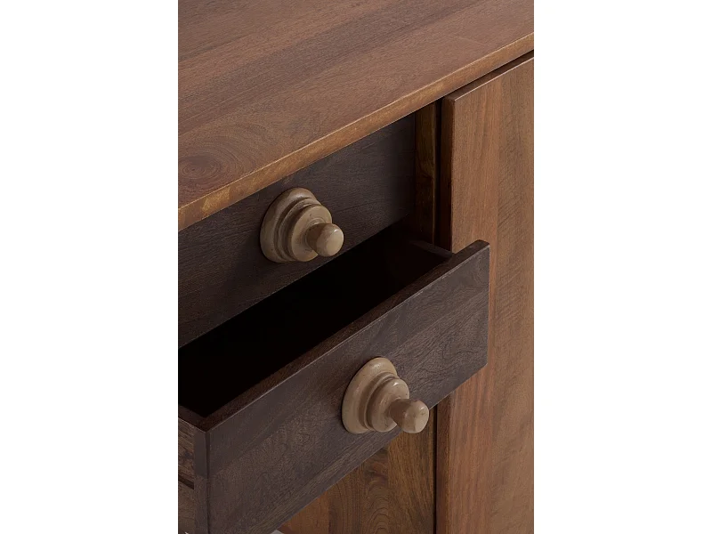 Asymmetrische Anrichte mit 2 Türen aus massivem Akazienholz