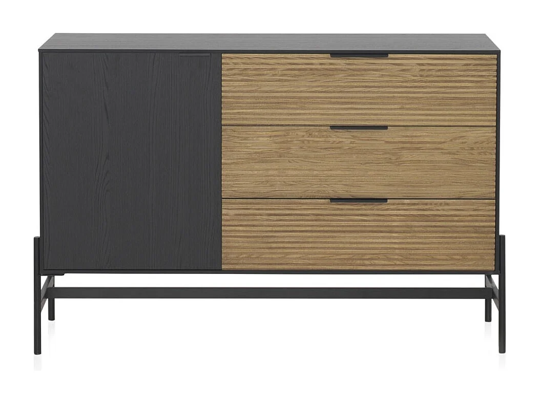 Buffet plaqué en bois de frêne noir avec portes naturelles