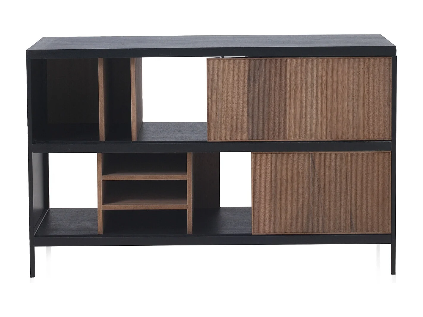 Credenza in legno di frassino di colore nero con base in metallo