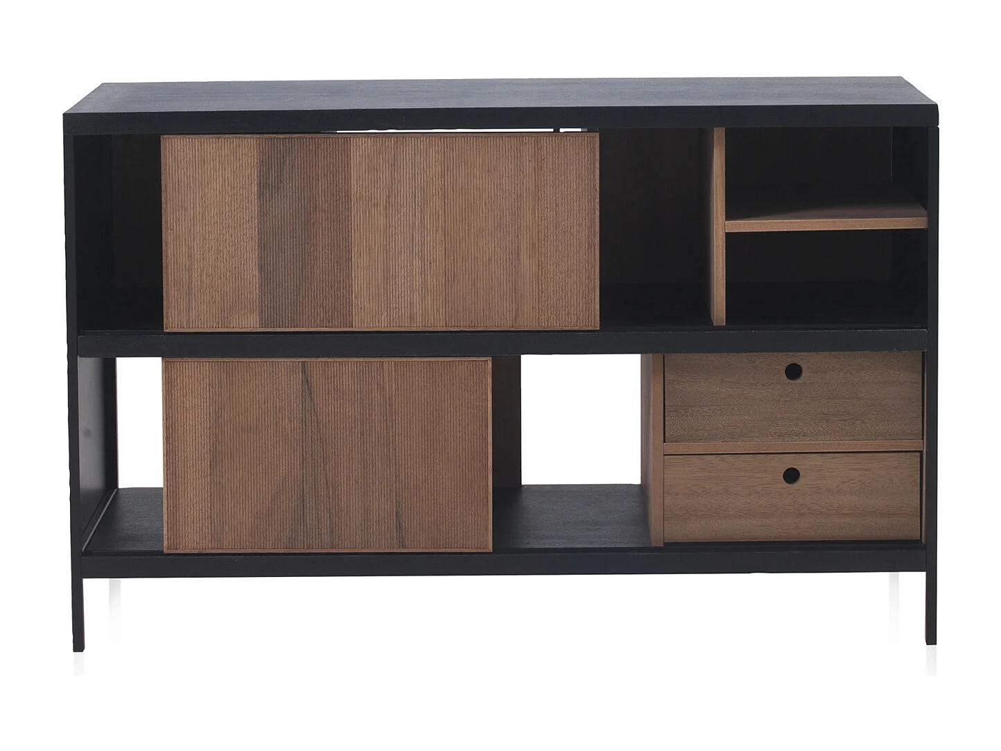 Credenza in legno di frassino di colore nero con base in metallo