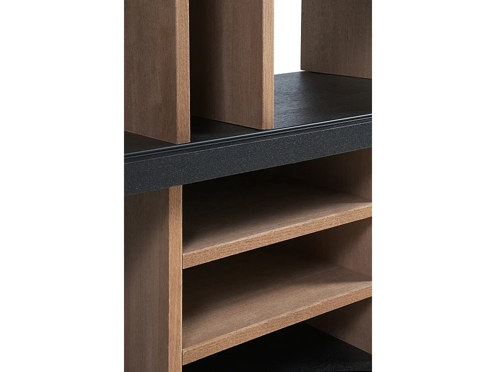 Credenza in legno di frassino di colore nero con base in metallo