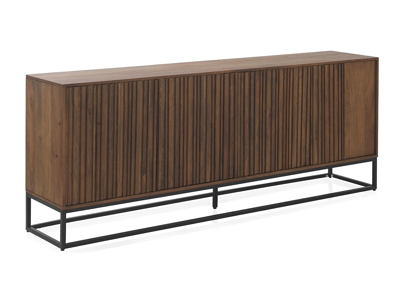 Buffet 4 portes en bois de manguier massif et base en métal