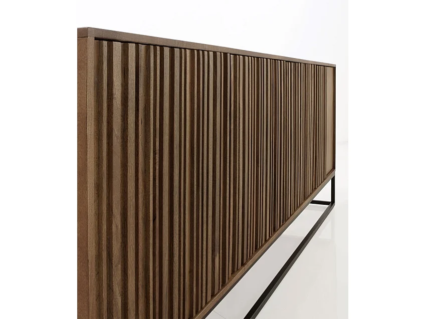 Buffet 4 portes en bois de manguier massif et base en métal