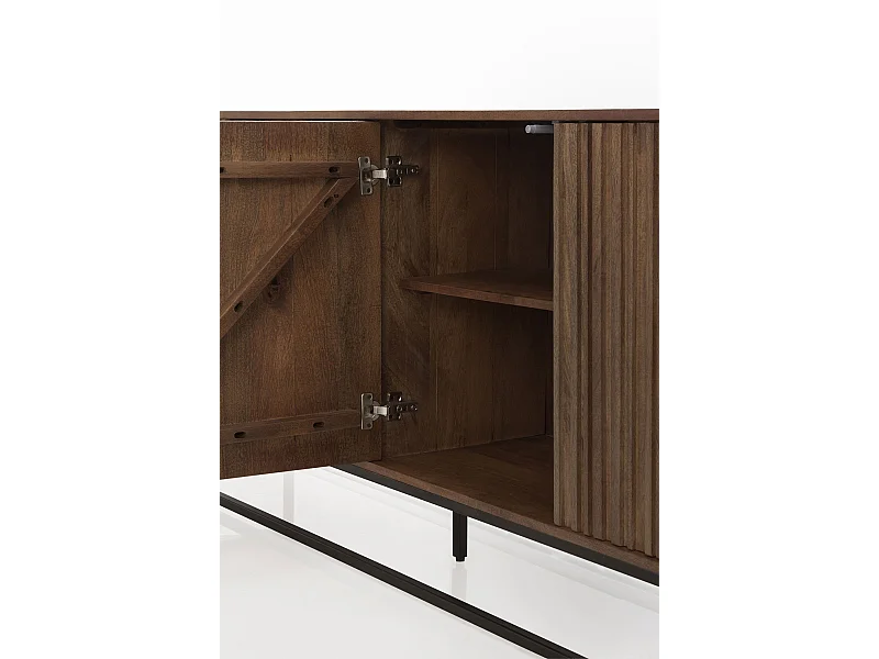 Buffet 4 portes en bois de manguier massif et base en métal