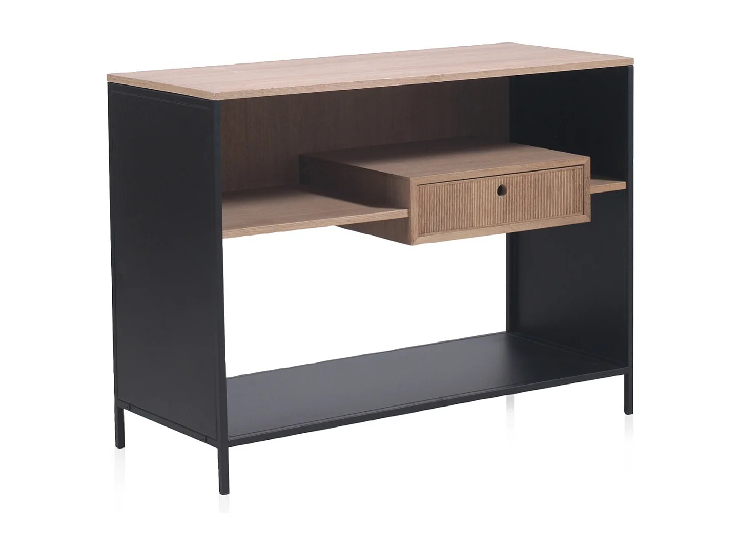 Buffet en bois de frêne avec tiroir et base métallique