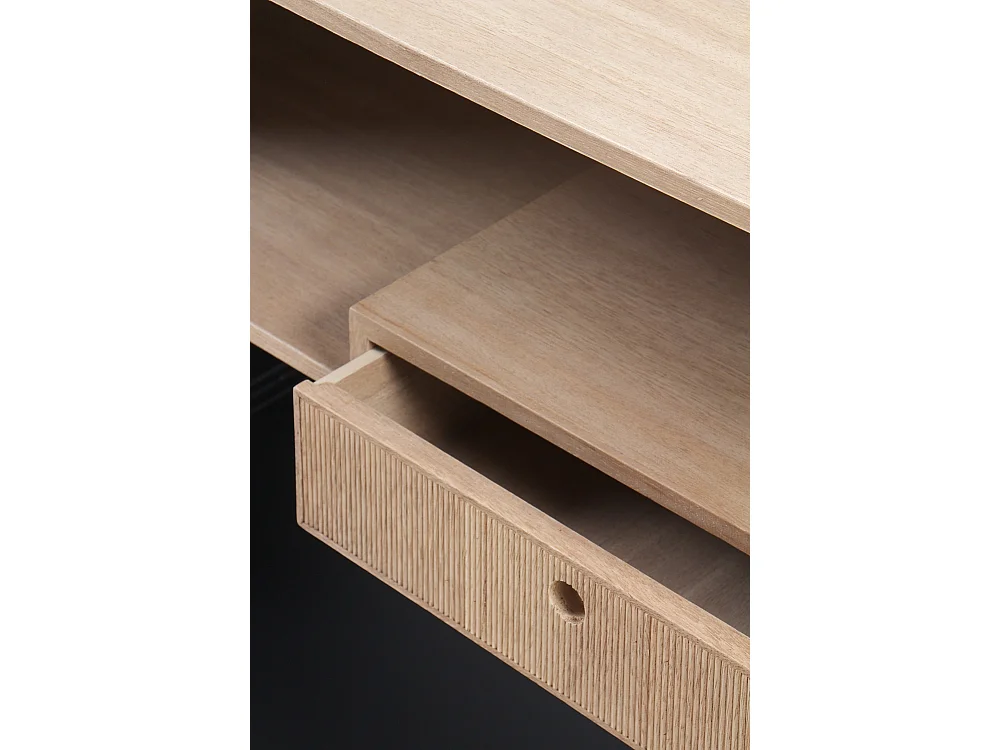 Buffet en bois de frêne avec tiroir et base métallique