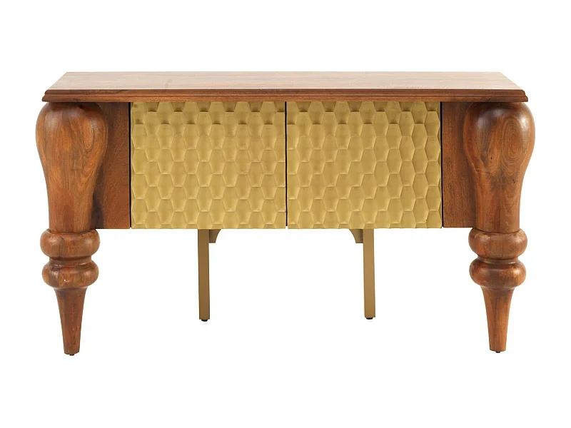 Buffet 2 portes en bois de manguier massif avec pieds tournés