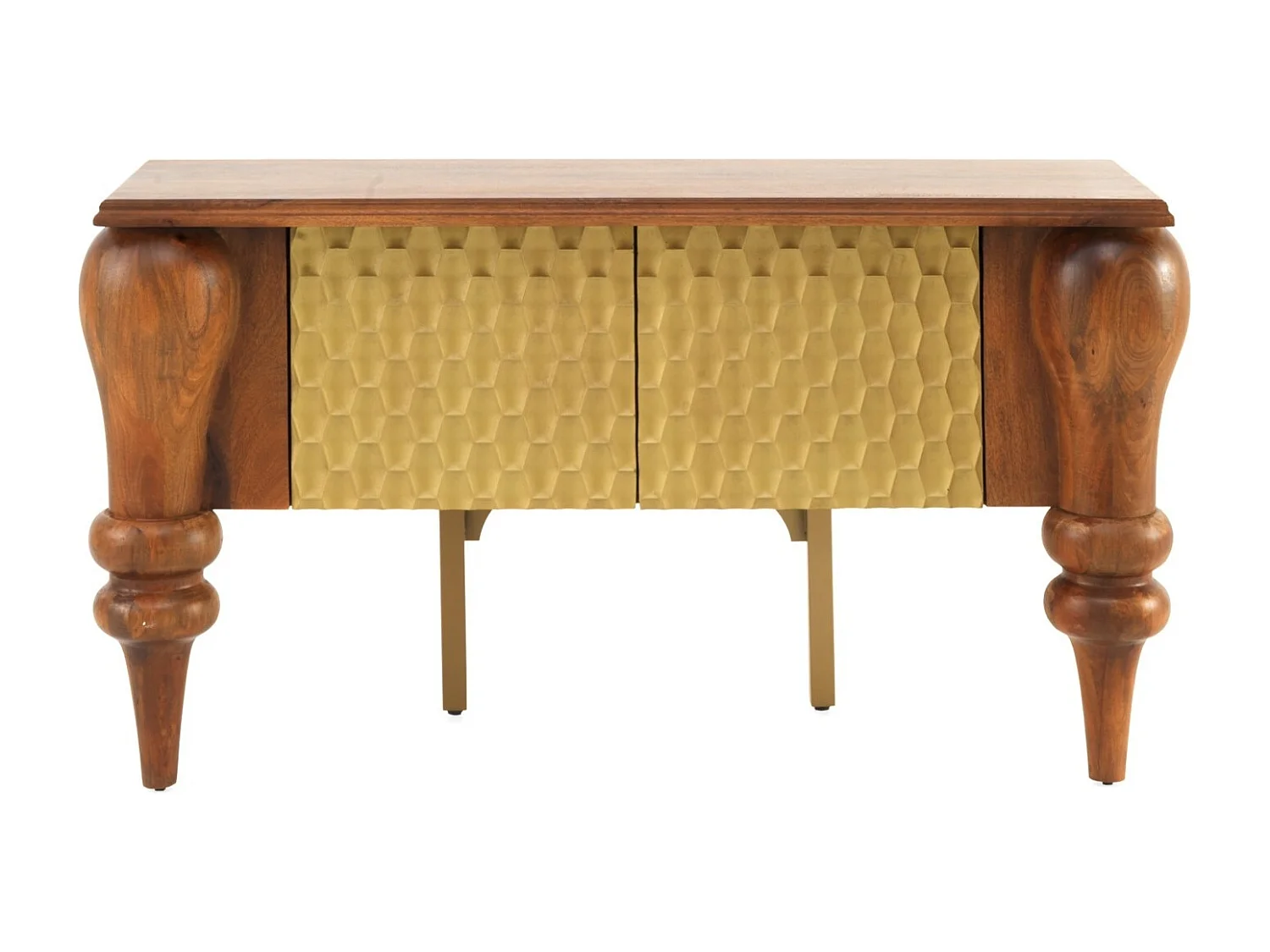 Anrichte 2 Türen aus massivem Mangoholz mit gedrechselten Beinen