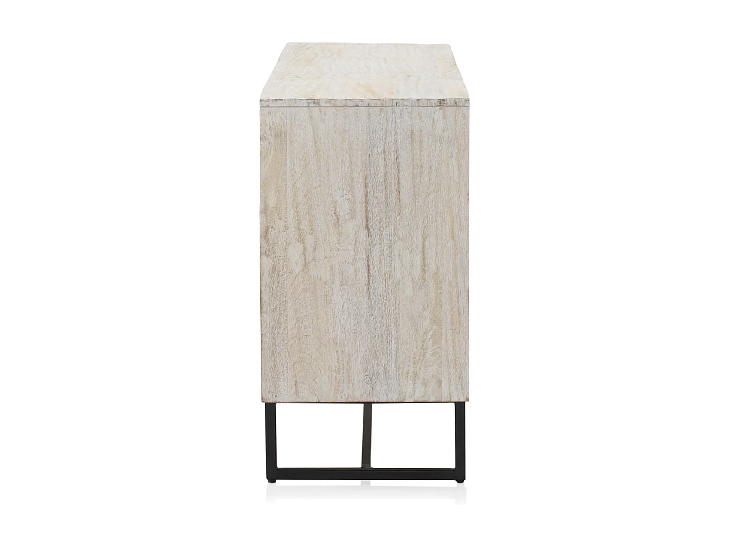 Buffet 3 portes en manguier massif patiné blanc