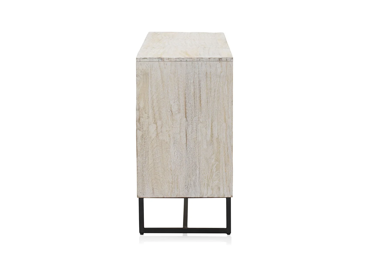 Sideboard mit 3 Türen aus massivem Mangoholz in weiß patinierter Farbe
