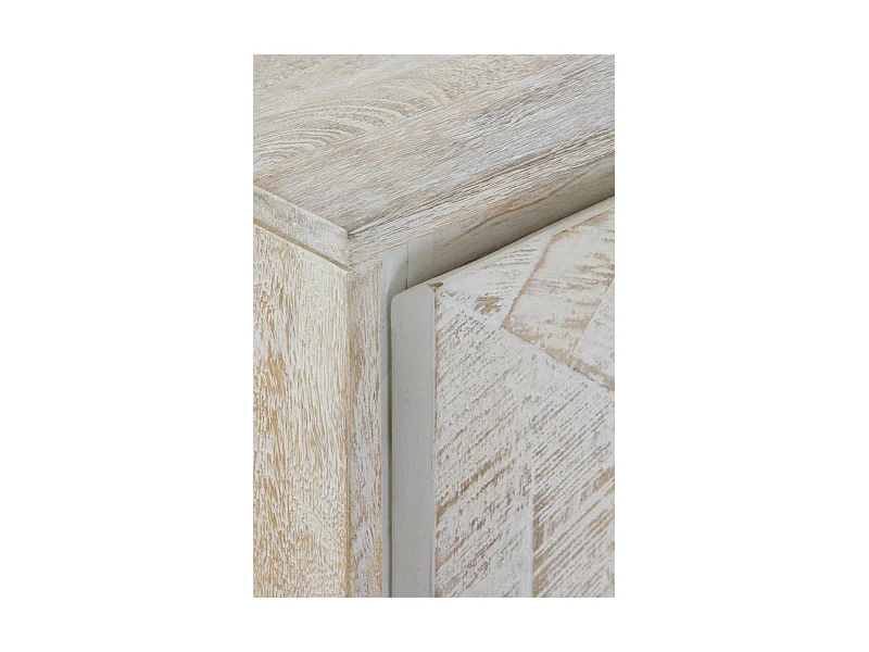 Sideboard mit 3 Türen aus massivem Mangoholz in weiß patinierter Farbe