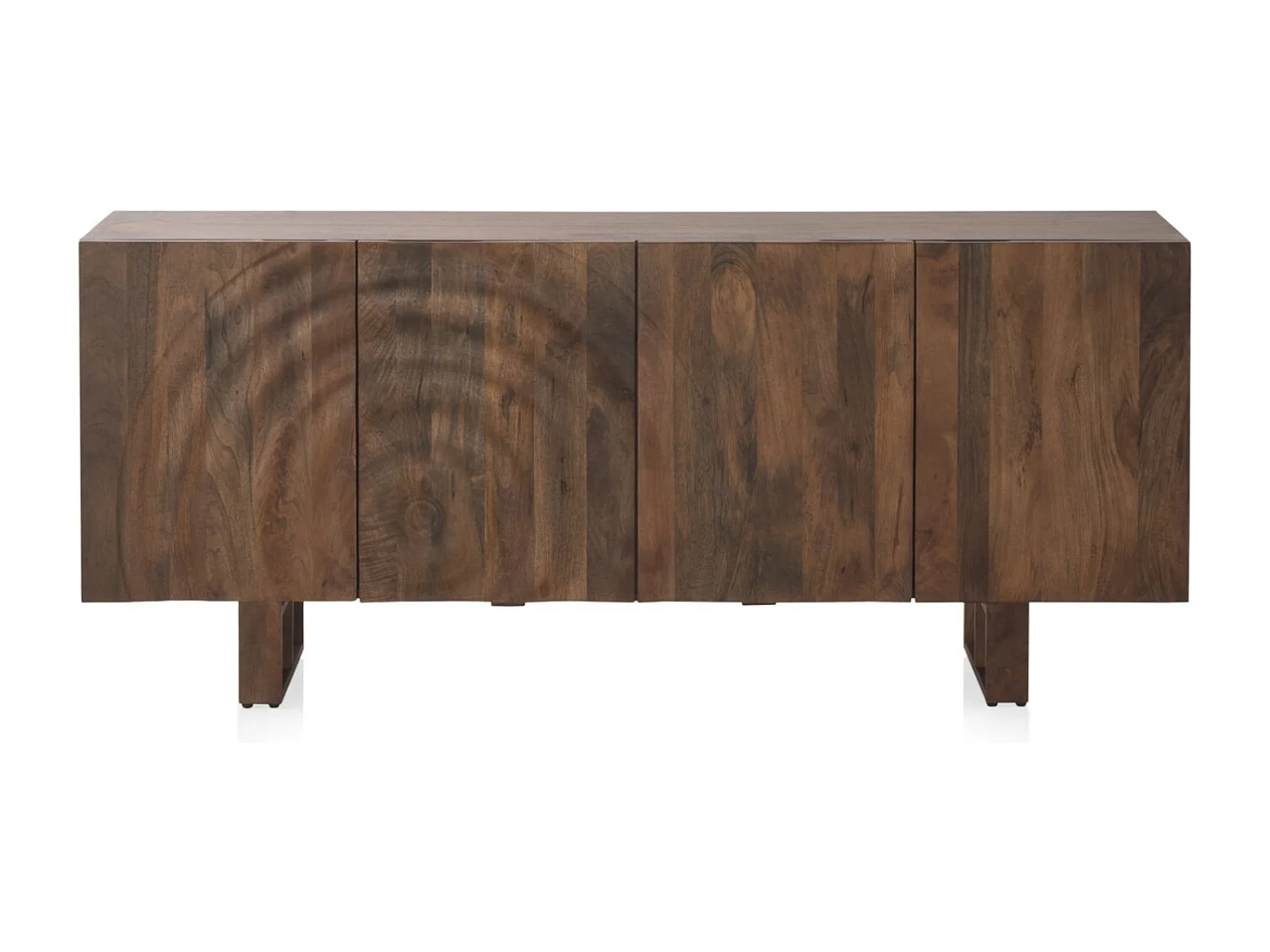 Buffet en bois de manguier massif avec 4 portes et pieds en bois