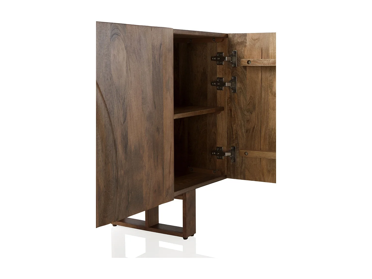 Buffet en bois de manguier massif à 4 portes et pieds en bois