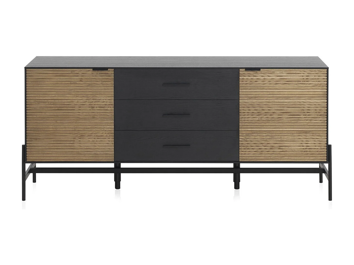 Buffet plaqué en bois de frêne noir avec portes naturelles