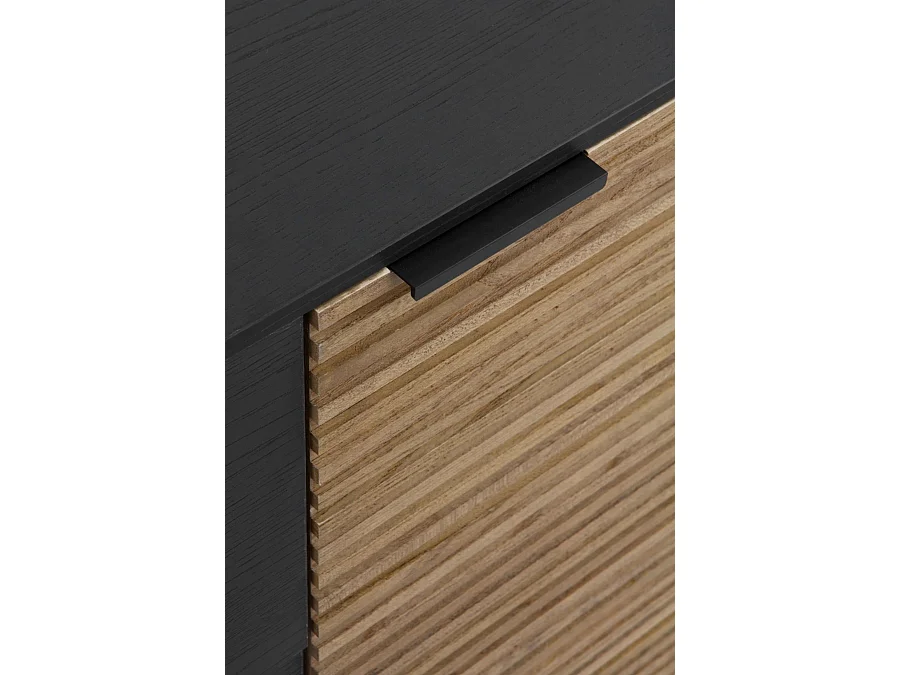 Buffet plaqué en bois de frêne noir avec portes naturelles