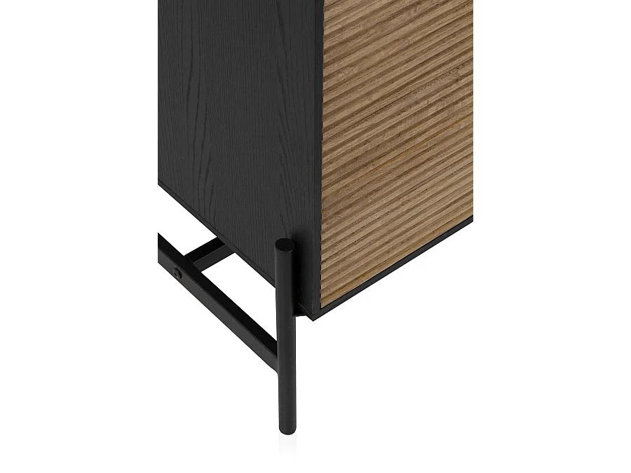 Buffet plaqué en bois de frêne noir avec portes naturelles