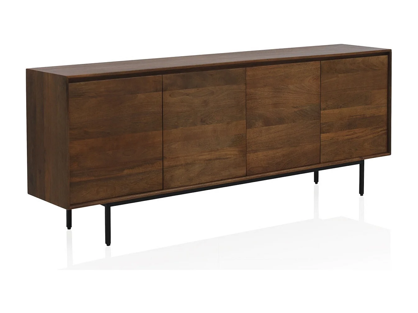Buffet 4 portes en bois massif de manguier et base métallique