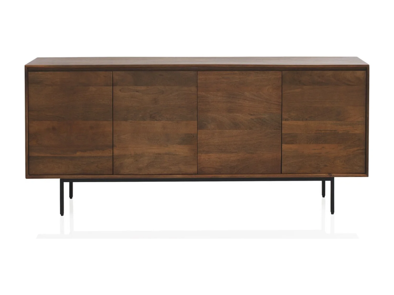 Buffet 4 portes en bois massif de manguier et base métallique