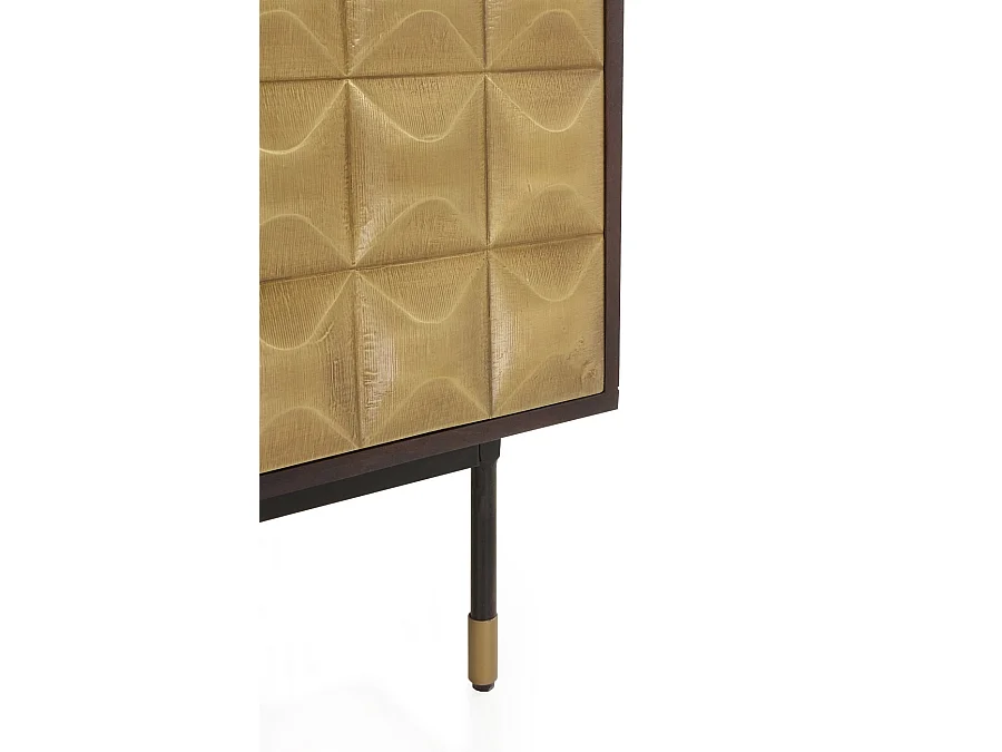 Credenza 4 ante in legno massello di mango con frontale in ottone dorato