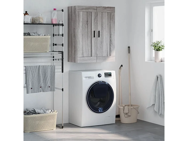 Mobile a Parete Grigio Sonoma 69,5x34x90 cm Legno Multistrato