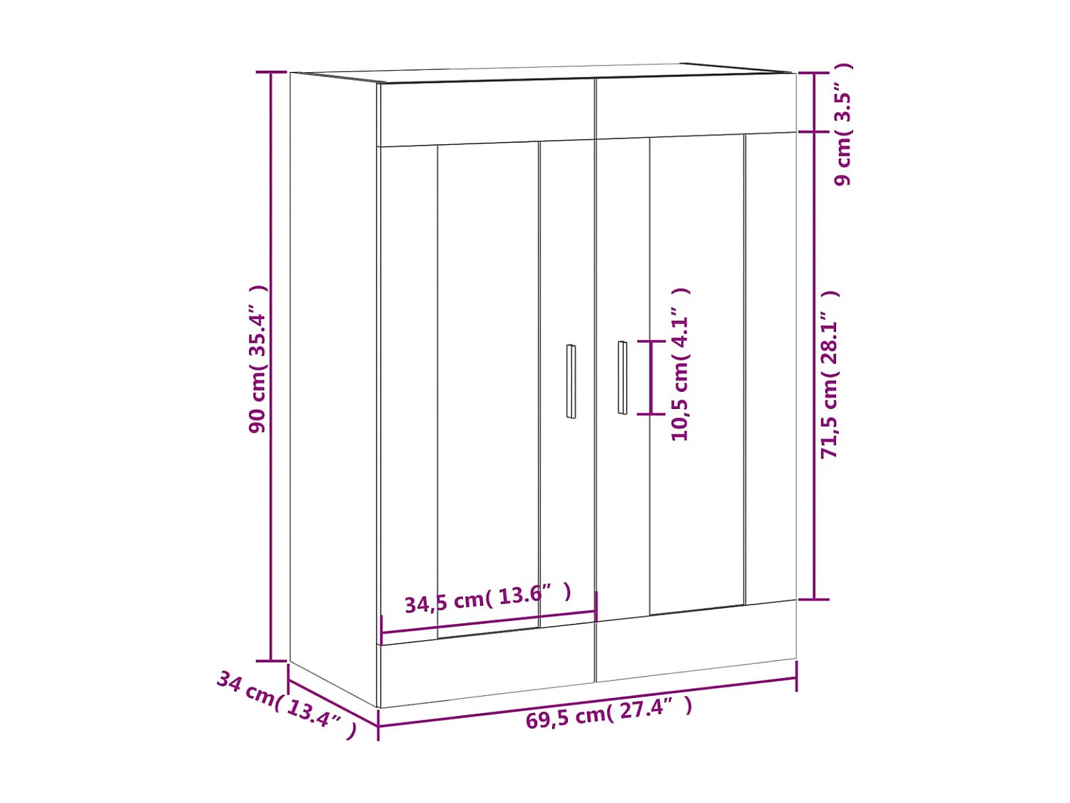 Armoire murale sonoma gris 69,5x34x90 cm bois d'ingénierie
